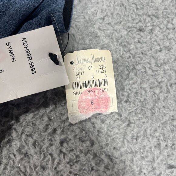 NWT Lafayette 148 Wrap Side Tie Ruffle Blue Dress Size 6 Women's Knee Length - Picture 5 of 11